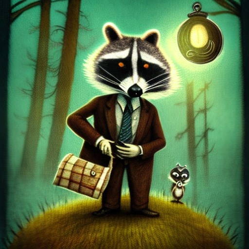 تصویر فانتزی از یک راکون کارمند