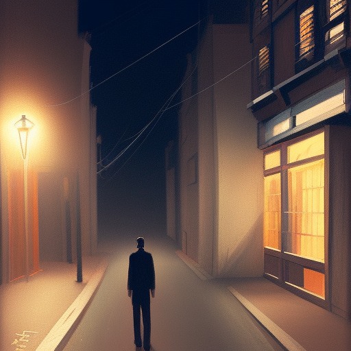 یک مرد در خیایان ساکت در شب